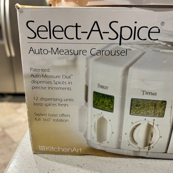 KitchenArt Spice Rack Select-A-Spice Auto-Measure Rotating Spice Rack White New - Picture 2 of 6